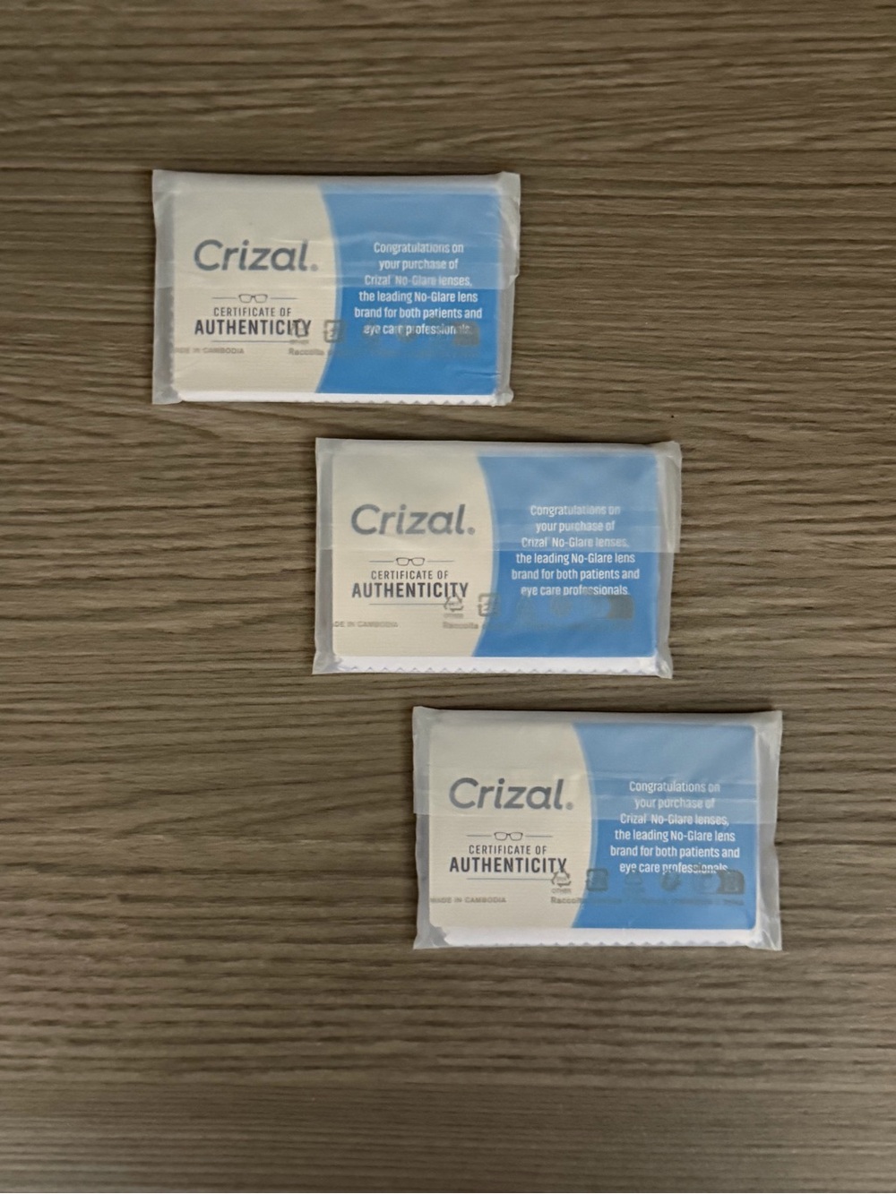 NEW CRIZAL MICROFIBER CLEANING CLOTHS FOR GLASSES CELL PHONES CAMERA 3 PACK